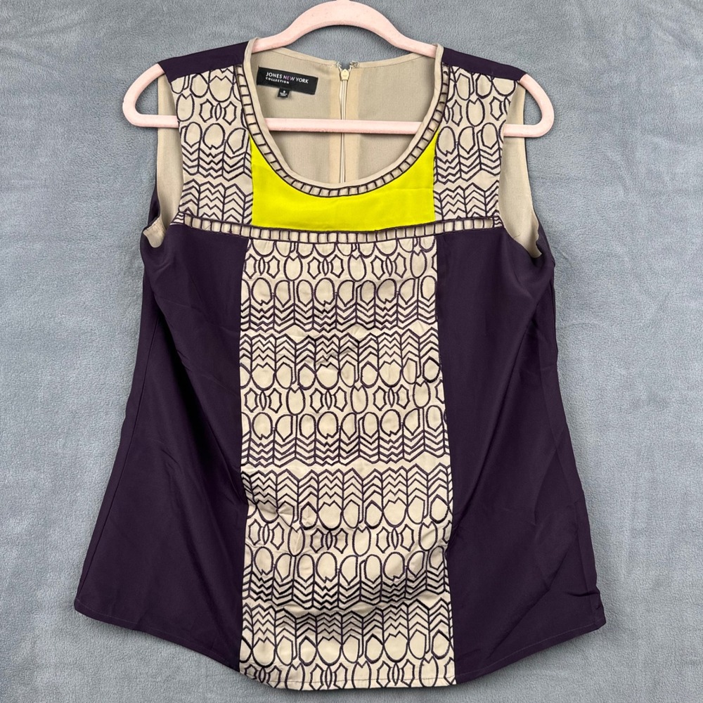 Jones New York Collection Sleeveless Top Size 6 Abstract Print Purple